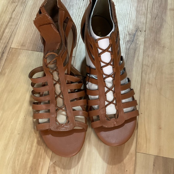 Massini Brown Gladiator Sandals - Picture 1 of 5